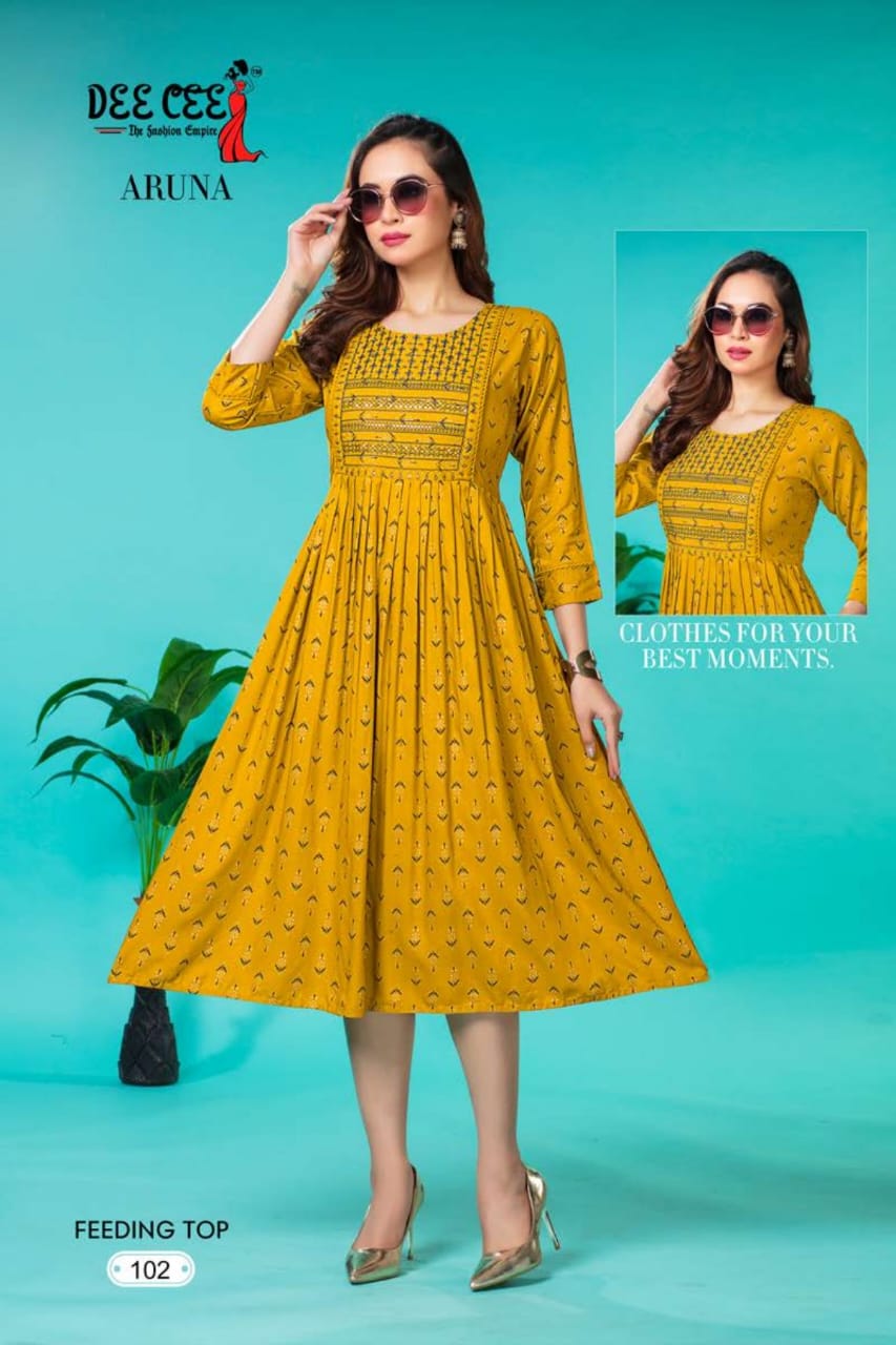 Aruna By Deecee Feeding Rayon Printed Kurtis Catalog